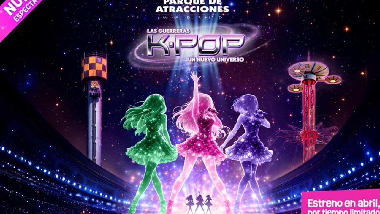 Cartel del evento Guerreras del K-Pop en el Parque de Atracciones de Madrid