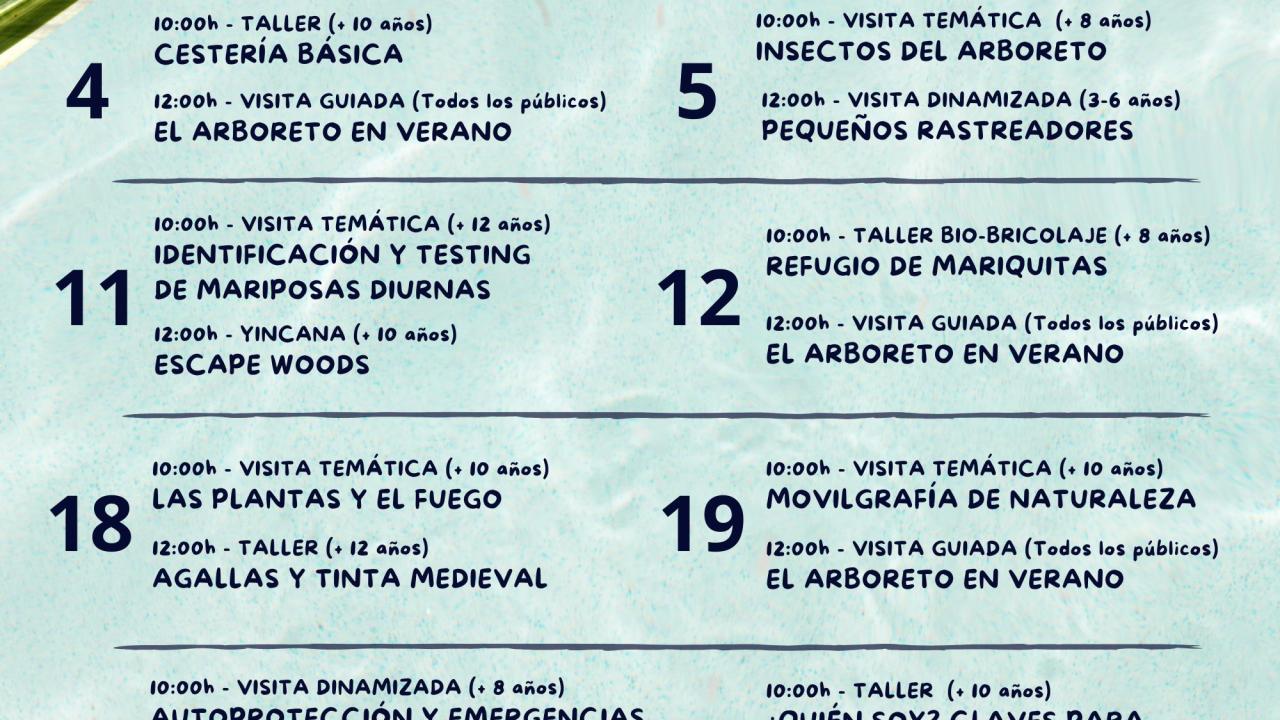 Actividades en julio CEA Arboreto Luis Ceballos