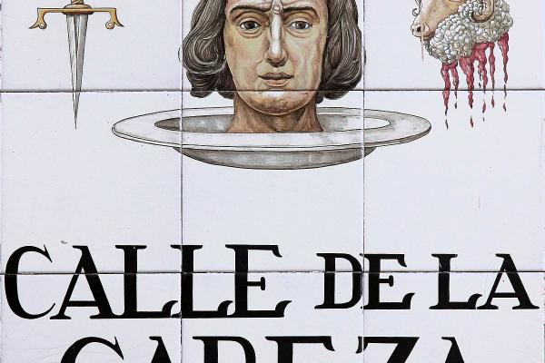 Imagen del cartel de la Calle de la Cabeza Cortada de Madrid