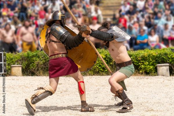 Recreación histórica de combates entre gladiadores
