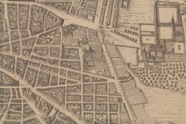 Vista del barrio de las Letras en el plano de Texeira