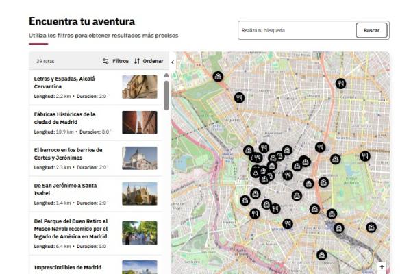 Imagen del buscador de rutas de la Comunidad de Madrid