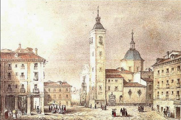 Grabado de la antigua iglesia de San Cruz