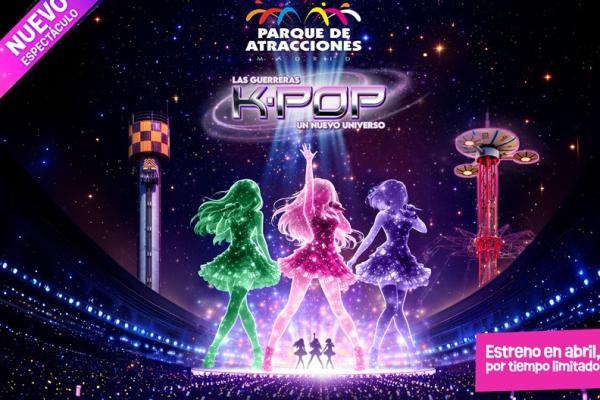 Cartel del evento Guerreras del K-Pop en el Parque de Atracciones de Madrid