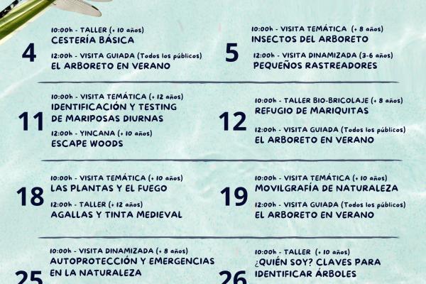 Actividades en julio CEA Arboreto Luis Ceballos